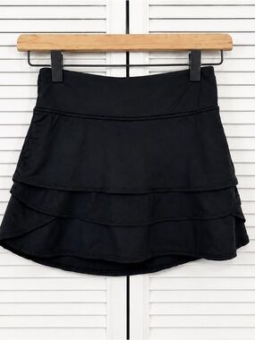 Athleta Girl Black Swing Skort Layered Athletic Tennis Skirt M 8-10